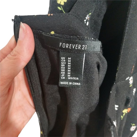 Forever 21 Floral Ruffle Slit Maxi Dress Size Med - Picture 11 of 12